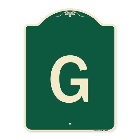 Signmission Designer Series Sign W/ Letter G, Green & Tan Heavy-Gauge Aluminum Sign, 24" x 18", G-1824-22952 A-DES-G-1824-22952